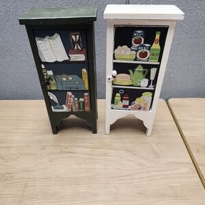 Vintage Style Painted Cabinets Doll House Miniture Trinket
